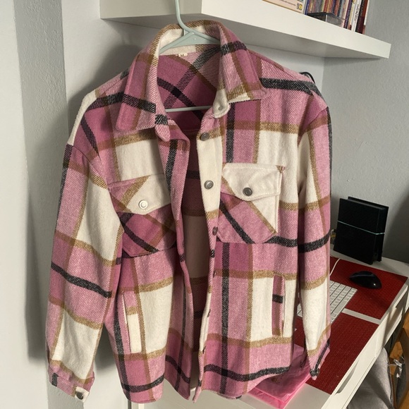 Pink shacket jacket flannel - Picture 5 of 8